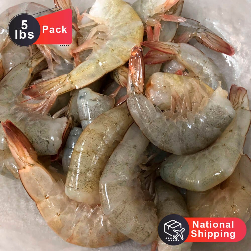 5-lbs Pack of Large Size Gulf Shrimp Head Off